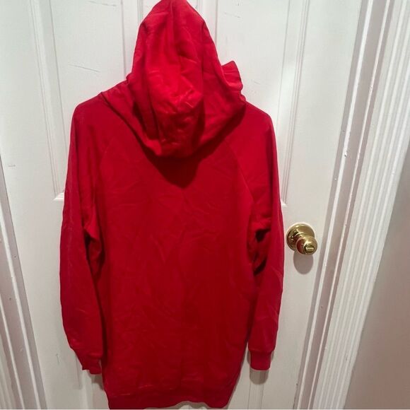 NWT Victoria's Secret PINK Fleece HOODIE Sweatshirt Dress Red‎  xs oversized - Picture 6 of 7